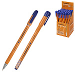 Ручка шариковая " Bruno Visconti " CrystalWrite.Summer, синяя 0,38мм, толщина письма 0,36мм, пластиковый корпус, цвет корпуса - оранжевый, резиновый держатель, металлизированный наконечник, колпачок с клипом, сменный стержень, картонная упаковка