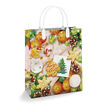 Пакет Новогодний ПЭ " Интерпак " с пластиковой ручкой МП, 23*27см 150мкм Зимний орнамент