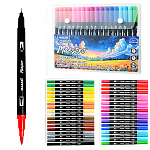 Набор аквамаркеров " Mazari " Maestro 36 цвета двусторонние, кистевидный/капиллярный наконечник, акварельные, ПВХ упаковка, европодвес