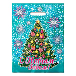 Пакет Новогодний ПЭ " Интерпак " с вырубной ручкой ПВД, 30*40см 30мкм Нарядная зима