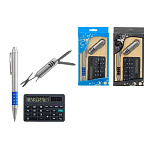 Набор подарочный " Basir " Мужской (авторучка+брелок с ножницами и пилкой, калькулятор на солнечной батарее), подарочная упаковка