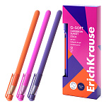 Ручка гелевая " Erich Krause " G-Soft Stick Caribbean Sunset синяя 0,38мм, толщина письма 0,25мм, игольчатый пишущий узел, металлический наконечник, покрытие soft-touch, цветной непрозрачный корпус - ассорти