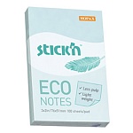 Блок самоклеящийся (стикеры) 76*51мм 100л пастель, ECO, голубой " Hopax "