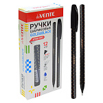 Ручка шариковая " deVente " Gold&Black Speed Pro синяя 0,7мм, толщина письма 0,35мм, чернила на масляной основе, игольчатый пишущий узел, черный корпус с дизайном, одноразовая, картонный дисплей