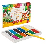 Пластилин " Глобус " Детский классический повышенной мягкости 12цветов 180 грамм,картонная упаковка