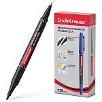 Маркер " Erich Krause " Double P-80 синий 0,45-1,65мм двухсторонний пулевидный наконечник перманентный