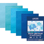 Фетр цветной " deVente " А4 5л 5цв 2мм Hobby creative, Оттенки синего, мягкий, пластиковый пакет, европодвес