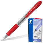 Ручка шариковая автоматическая " Pilot " Super Grip красная 0,7мм резиновый держатель, чернила на масляной основе, прозрачный корпус, картонная упаковка