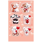 Наклейки " Мир открыток " 0-11 А6 Любовь и зверята, без отделки