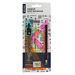 Набор чертежный с циркулем МАЛЫЙ 8 предметов: циркуль металлический 12,5см, линейка 15см, 2 угольника 30°х60°х90°/10см и 45°х45°х90°/8см, транспортир 180°, пластик цветной, карандаш, точилка, ластик, картонный блистер, европодвес, " Глобус "