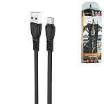 Кабель сетевой USB - micro USB " FaisON " HX40 Noah чёрный, плоский, 1м, 2,4А, силикон