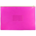 Папка на молнии Бюрократ " А4+ ZIP Double Neon розовая, пластик 0,15мм, прозрачная, карман под визитку