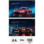 Альбом А4 32л " Проф-Пресс " Спортивные авто- 1, скоба, обложка- мелованная бумага, блок- офсет 100г/м2, 2 дизайна в спайке