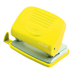 Дырокол на 20л " deVente " Neon металл/пластик, встроенная линейка со шкалой, съемный поддон для конфетти, неоновый желтый