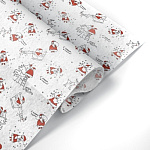 Упаковочная бумага Новогодняя тишью " Интерпак " 70см*10м в рулоне, Товарищи, 18г/м2