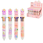 Ручка шариковая автоматическая " Basir " Единорог малыш 10цв 0,7мм прорезиненный наконечник-единорог, цветной корпус с рисунком, ассорти