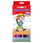 Карандаши " Цветик " 24цв шестигранные деревянные, картонная упаковка, европодвес