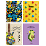 Записная книжка А5 спираль 60л " ПЗБМ " Микс 2, клетка, обложка - мелованный картон, тиснение фольгой, УФ-лак, 4 дизайна (без возможности выбора дизайна)