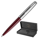 Ручка подарочная шариковая " Parker " 51 Core Burgundy CT, черная 1мм, поворотный механизм, цвет корпуса-бургунди/серебристый, подарочная упаковка