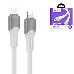 Кабель сетевой Type-C - Lightning " Hoco " X106 Big bull серый, круглый, 2м, 3А, PD27W, силикон