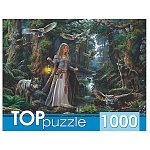 Пазлы " TOPpuzzle " 1000элементов Девушка с волками и совами 67*47см, картонная упаковка 19*15*6,5см