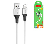 Кабель сетевой USB - Lightning " Hoco " X86 Spear белый, круглый, 1м, 2,4А, силикон