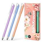 Ручка гелевая " Erich Krause " G-Reed Stick Pastel Bloom черная 0,38мм, толщина письма 0,25мм, игольчатый пишущий узел, матовый непрозрачный круглый корпус нежных пастельных цветов