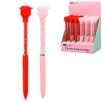 Ручка шариковая автоматическая " Basir " Розы, синяя 0,5мм, поворотный механизм, комбинированный корпус: цветной (ассорти), прозрачная часть корпуса с наполнителем-цветные стразы, наконечник - роза, дисплей