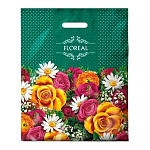 Пакет ПЭ " Интерпак " с вырубной ручкой ПВД, 38*47см 60мкм Флориль