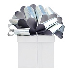 Бант " Браво " Шар Гигант 35см d-38см, серебро, голография