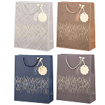 Пакет бумажный " Basir " 18*23*10см, ассорти (без возможности выбора дизайна), ламинированный, золотое тиснение