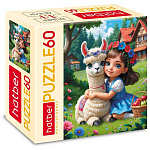 Пазлы " Hatber "  60эл Девочка с ламой 16,5*23см, в картоной коробке