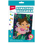 Картина алмазная " Lori " ЧЗ 15*20см детская Маленькая фея, частичное заполнение, основа с цветной схемой, комплект квадратных страз, стилус, лоток для страз, сухой клей, подставка