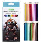 Карандаши цветные деревянные ECO Робо 24цв " Hatber " трехгранные, картонная упаковка, европодвес