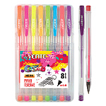 Набор гелевых ручек " deVente " Cosmo Fluo флуоресцентный неоновый 8цв, 0,8мм, прозрачный корпус, пластиковая упаковка, европодвес