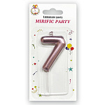 Свеча для торта цифра " KWELT " 7, розовая, 6*4*1см, на палочке, картонный блистер 14*7*1,5см, европодвес