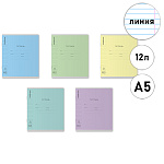 Тетрадь с пластиковой обложкой А5 12л линия " Erich Krause " Классика CoverPrо glossy, офсет, на скобе, скругленные углы, 5 дизайнов в спайке