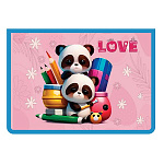 Папка " Пчелка " А4-29 (325*230*55мм) молния сверху Панды с карандашами, печать на картоне