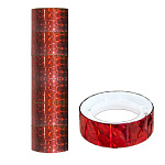 Декоративная клейкая лента " KWELT " h=1см, d=3,5см, 2м, красная, голография, 12шт в упаковке