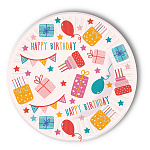 Набор тарелок " Миленд " d=18см, флоупак, С днем рождения, в наборе 6шт