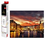 Картина алмазная " Феникс " 40*50см Вечерний мост Реальто, без подрамника, с полным заполнением, в наборе: холст с эскизом, пакеты со стразами, лоток для страз, стилус, силикон для страз, клей, схема, дополнительные пакеты с zip-молнией, картонная упаковк