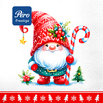 Салфетки Новогодние бумажные 3-слойные " Pero " Prestige Домовенок 20шт, 100% целлюлоза, 33*33см