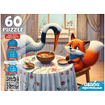 Пазлы " Рыжий кот "  60элементов Оживи мультфильм. Лиса и Журавль 33*24см, картонная упаковка 19,5*14,5*3,9см