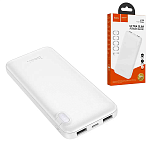 Аккумулятор внешний " Hoco " J128, 10000mAh, 2 USB, Type-C (in), microUSB (in), LED индикатор уровня заряда, белый, пластик