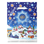 Пакет Новогодний ПЭ " Интерпак " с вырубной ручкой ПВД, 30*40см 30мкм Стужа