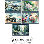 Альбом А4 32л " Светоч " Живые сюжеты (ассорти), на скобе, обложка - мелованный картон, блок-офсет- 100г/м2, 5 дизайнов в спайке