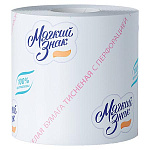 Бумага туалетная 1-слойная " Мягкий знак " 1 рулон со втулкой, 51м, белая, 100% целлюлоза, 125*90мм, с перфорацией, h=85мм, d=110мм, с принтом