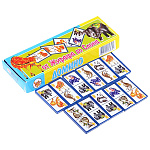 Игра настольная " Задира " Домино От жирафа до слона, состав: 28 пластиковых фишек, картонная коробка 18*5*2см