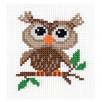 Набор для вышивания " Klart " 9*10см Филинёнок, в наборе: канва, игла, нитки, цветная схема, инструкция