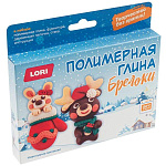 Глина полимерная Новогодняя " Lori " Брелоки. Новогодние милашки, в наборе: полимерная глина 6 брусков по 10г, деревянная палочка, стека, фурнитура, инструкция